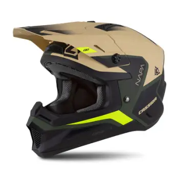 Helmetë kros CASSIDA Cross Cup 2 Napa, polikarbonat, ECE 22.06, rërë jeshile e verdhë fluo e zezë mat