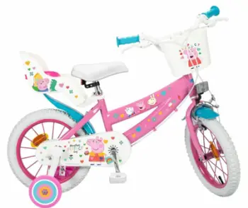 Bicikletë fëmijësh Peppa Pig 1495, 14", me rrota ndihmëse, rozë