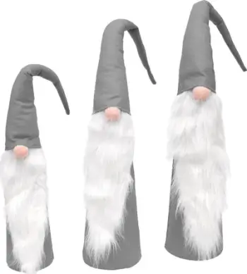 Figurina dekorative xhuxh, set 3 copë, 60 70 80 cm, gri