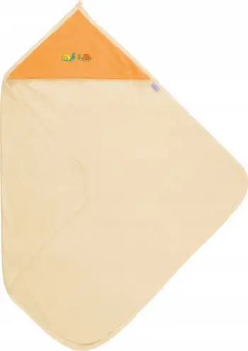 Peshqir banje për foshnje Matex MT0334, 85x85cm, pambuk terry, ecru me portokalli