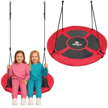 Shilte luhatëse kopshti Enero Stork Nest, 110 cm, deri 150 kg, e kuqe e zezë