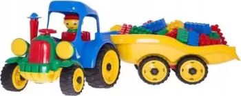 Lodër traktor me rimorkio Hemar, me blloqe ndërtimi, shumëngjyrëshe