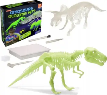 Set arkeologjik Teka Dinosaurs Glowing Kits, skelet dinosaur 3D, që ndriçon në errësirë, jeshil