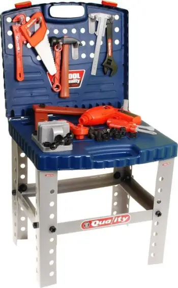 Lodër punëtori Tool Quality, tavolinë me vegla, me valixhe, blu e kuqe