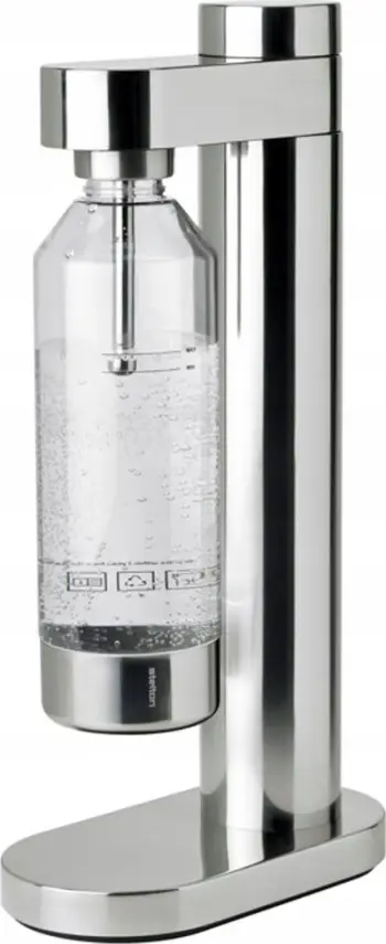 Aparat për gazifikim uji Stelton Brus, çelik inox, dizajn minimalist, argjendtë