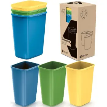 Kosh mbeturinash Prosperplast Compacta Q Sort, set 3x12L, për riciklim, shumëngjyrëshe