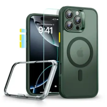 Maskë ESR për iPhone 16 Pro Max, set 4 në 1, kompatibile me MagSafe, Frosted Green