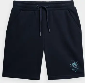 Pantallona të shkurtra djemsh 4F Jr 4FJSS23TSHOM047, pambuk, me litar në bel, blu navy