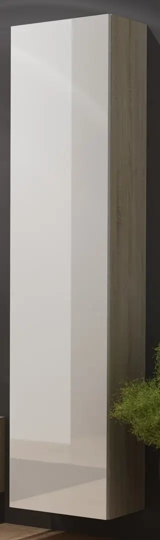 Kabinet muri VIGO 180, 180x40x30 cm, sonoma, e bardhë me shkëlqim
