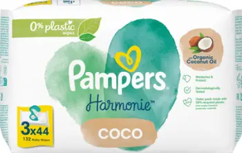 Lecka të lagura Pampers Harmonie Coco, 3x44 copë, vaj kokosi