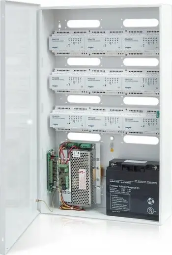 Kuti metalike Roger ME-5-S, furnizim 11A 13.8VDC, për 9 kontrollues, e bardhë