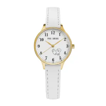 Orë dore fëmijësh Paul Lorens PL12491A2-3C2-2, quartz, rrip lëkure, e bardhë