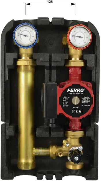 Grup përzierës FERRO GZ 6/4", valvul 3‑drejtimore, pompë GPAII