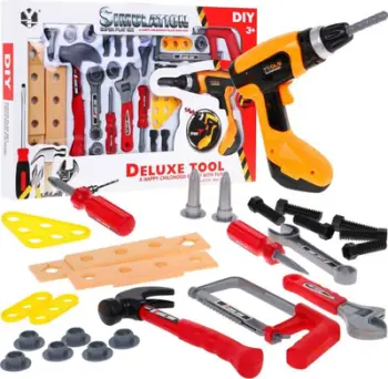 Set veglash lojë Tool Set Handyman, 26 elemente, kaçavidë elektrike, shumëngjyrësh