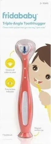 Furçë dhëmbësh fëmijësh FridaBaby Toothhugger, kokë U me kënd trefishtë, qime të buta, e verdhë