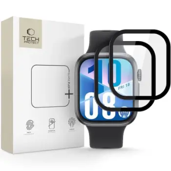 Xham mbrojtës Tech-Protect Glass Flex+ 2-Pack, Huawei Watch Fit 3/4, 0.28mm, i zi