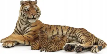 Figurë lodër Papo Wild Animal Kingdom Lying Tigress Nursing, plastikë, shumëngjyrëshe