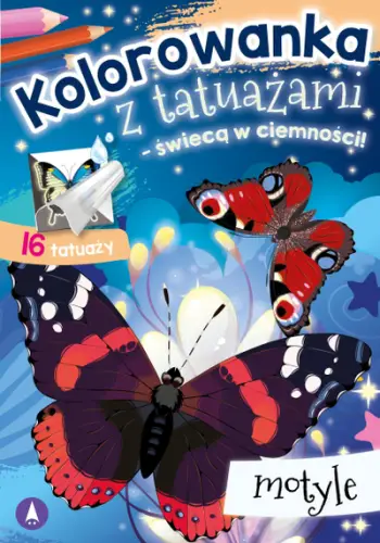 Libër me ngjyrosje me tatuazhe Colorin Book Butterflies, me flutura, tatuazhe që ndriçojnë në errësirë