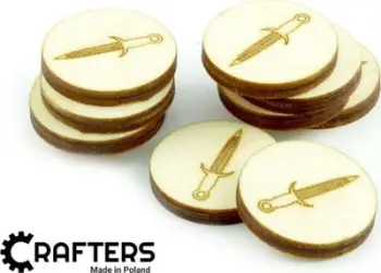 Shenja druri për lojëra Crafters, set 10 copë, formë shpate, 22 mm, natyrale