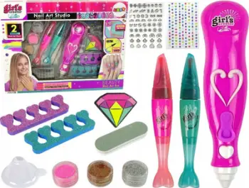Set dekorimi thonjsh Rastar Magic, stilolapsa dekorimi, shkëlqyes dhe ngjitëse, shumëngjyrësh