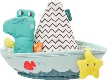 Lodër banjoje Fehn Bath Boat with Finger Puppet, me kukull gishti, shumëngjyrëshe