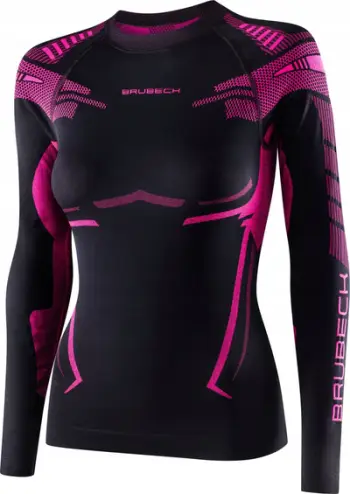 Bluzë termike Brubeck Women's Thermal Active Tourist, për femra, madhësia XL, e zezë me rozë