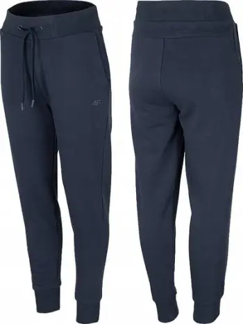 Pantallona treningu për femra 4F, joggers, përbërje pambuk, navy blue, XXL