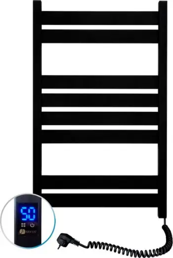 Radiator elektrik Navin Largo 500×800, tharëse peshqirësh, sensor dixhital, i zi matt