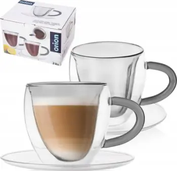 Set filxhanë termikë me dy mure, 160ml, me pjatica, transparant