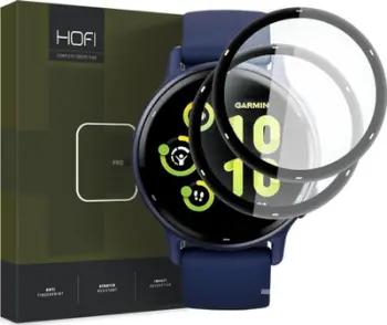 Mbrojtës ekrani Hofi Hybrid Glass Pro+, 2 copë, për Garmin Vivoactive 5, i zi