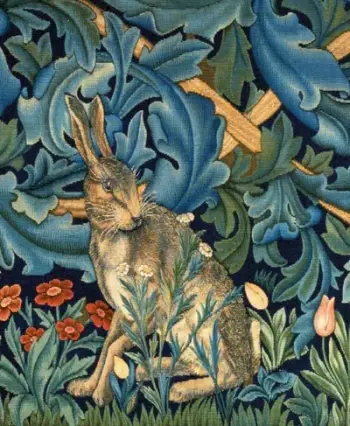 Kartolinë urimi The Hare from the Forest Tapestry, ilustrim lepur, me zarf, shumëngjyrëshe