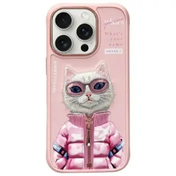 Kapak telefoni Nimmy Cool & Cute 2.0, për iPhone 16 Pro Max 6.9", mace, rozë