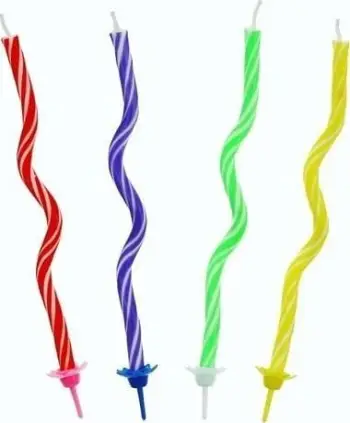 Qirinj ditëlindjeje Godan Spirals, set 12 copë, me mbajtëse, shumëngjyrësh