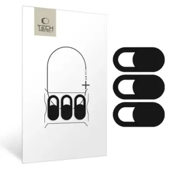 Mbulesë kamere Tech-Protect Cam Fit+, set 3 copë, për laptop, e zezë