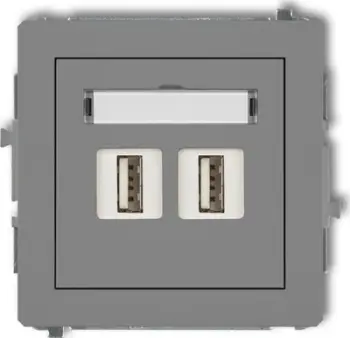 Prizë muri Karlik Deco, 2x USB A 3.0, modul të dhënash, gri mat