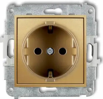 Prizë nëmur Karlik Mini 29MGP-1sp, Schuko 16A, me tokëzim, gold