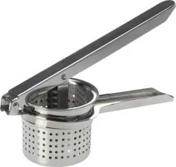 Shtypëse patatesh inox me dorezë druri, për pure dhe fruta, ngjyrë natyrale