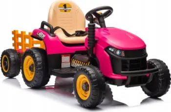 Traktor elektrik për fëmijë BBH-030, me bateri rikarikueshme, me rimorkio, rozë