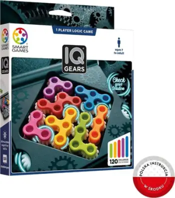Lojë inteligjence SmartGames IQ Gears, 120 sfida, kompakte, shumëngjyrëshe