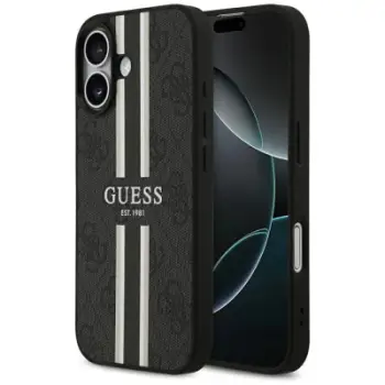 Mbulesë telefoni Guess 4G Printed Stripes MagSafe, për iPhone 17, TPU, e zezë