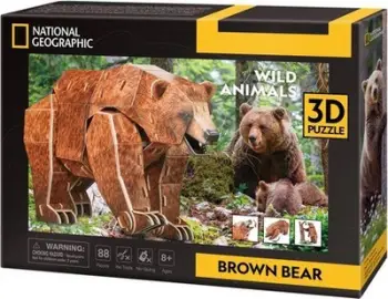 Puzzle 3D kartoni National Geographic Kids Brown Bear, 88 pjesë, shumëngjyrëshe