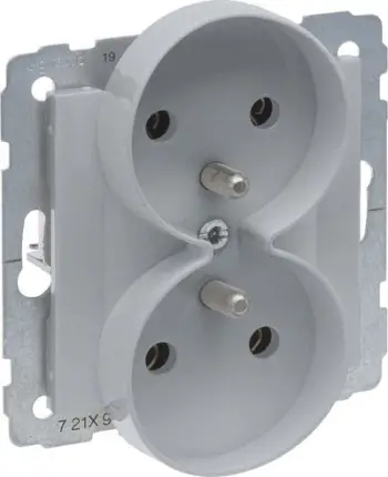 Prizë dyshe Legrand Suno Socket 2 XZ/U, 16A, alumini gri