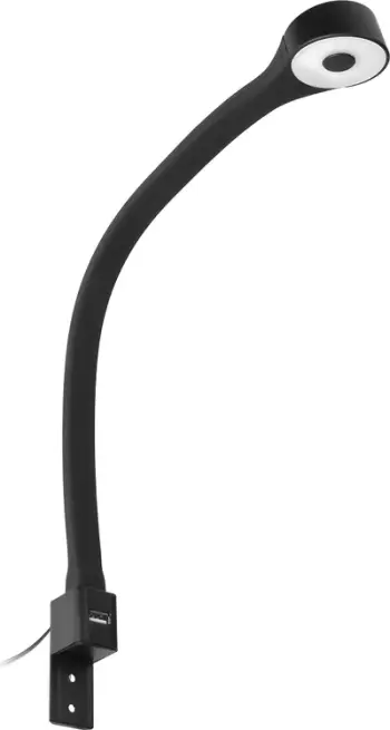 Llambë nate LED Adviti AD-OM-6337L4/B, krah fleksibël, port USB 5V, e zezë