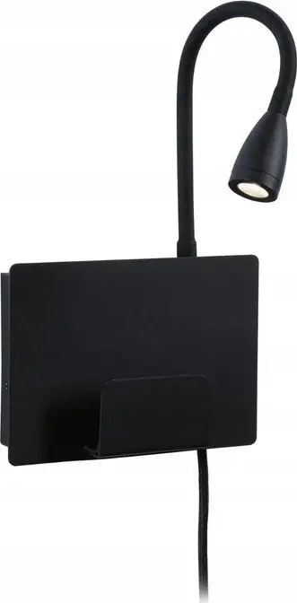 Llambë muri LED Paulmann Halina, portë USB C, krah fleksibël, e zezë