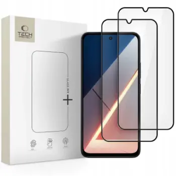 Xham mbrojtës Tech-Protect Glass Fit+ për Poco M7, 0.3mm, paketim 2 copë, i zi