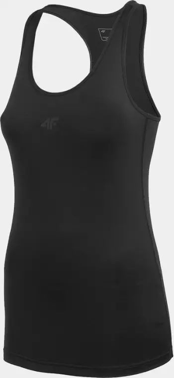 Bluzë sportive femrash 4F Training Top, prerje racerback, material që thith lagështinë, e zezë
