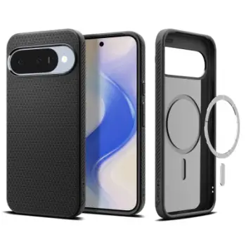 Këllëf telefoni Spigen Liquid Air MagFit, për Google Pixel 9, antirrëshqitës, i zi