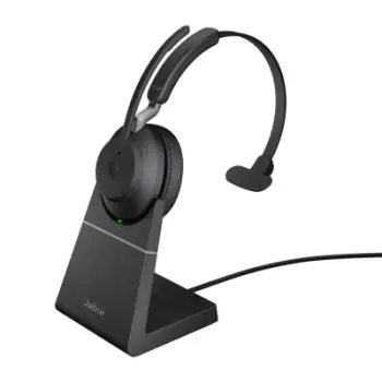 Kufje pa tela Jabra Evolve2 65 USB C UC Mono, me mikrofon, me bazë tavoline, të zeza
