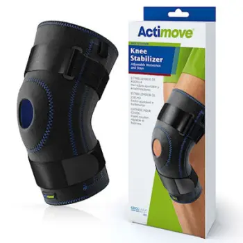 Ortozë gju Actimove 72453-00003, me jastëk të rregullueshëm, madhësia L, blu