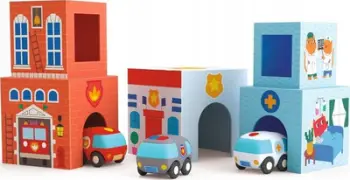 Set lojërash TopaniCar Vehicles, 5 kuba, 3 automjete, shumëngjyrëshe